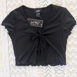 Just Polly New York All Black Crop Top